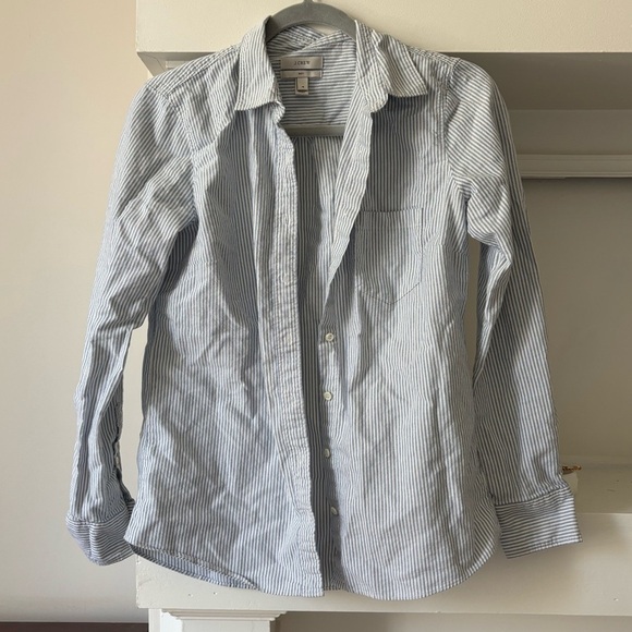 J. Crew Boys Blue and White Striped Button Down - Picture 1 of 4